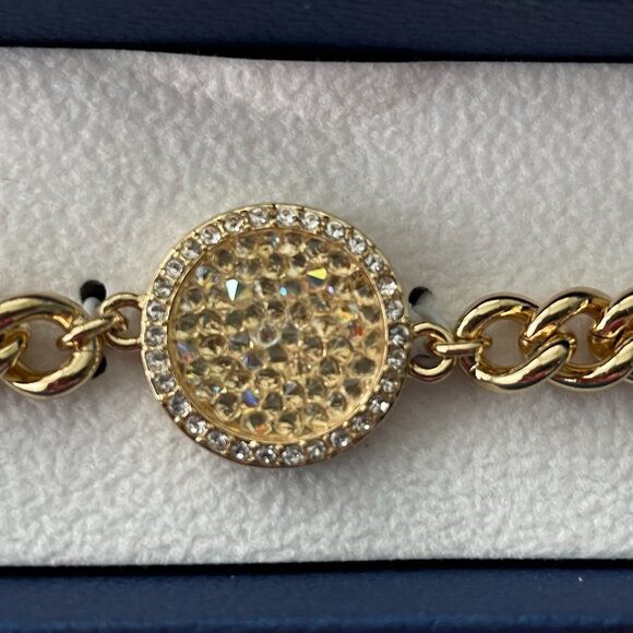 Aura Swarovski Crystal 18kt GP Medallion Link Bracelet New In Box - Picture 4 of 11